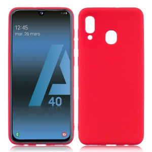 CUSTODIA per SAMSUNG GALAXY A40 (SM-A405) IN GEL TPU SILICONE SLIM COLORE ROSSO SATINATO