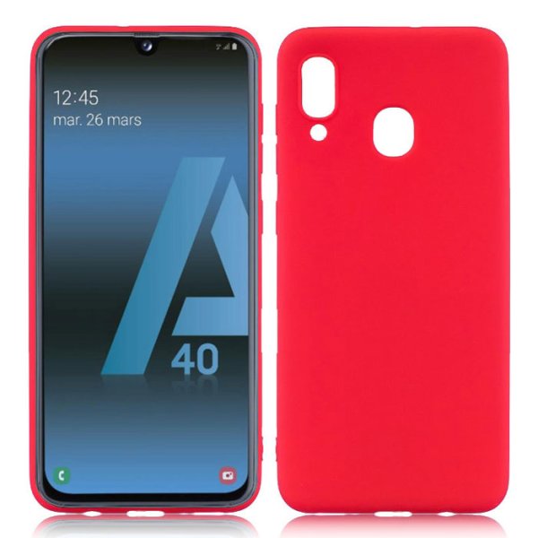 CUSTODIA per SAMSUNG GALAXY A40 (SM-A405) IN GEL TPU SILICONE SLIM COLORE ROSSO SATINATO