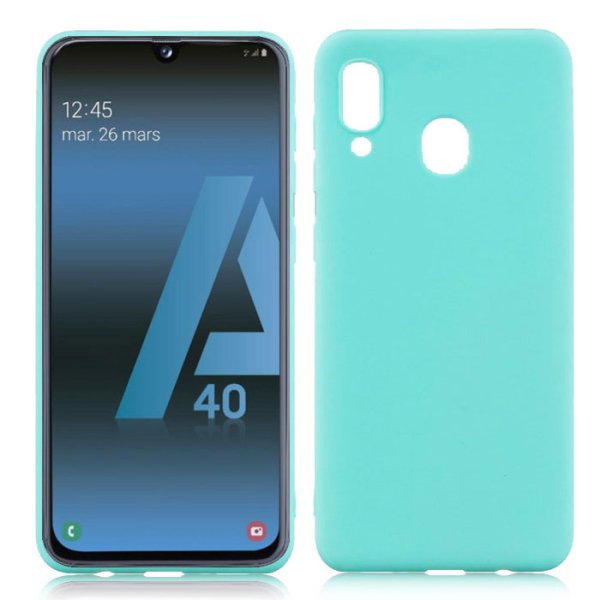 CUSTODIA per SAMSUNG GALAXY A40 (SM-A405) IN GEL TPU SILICONE SLIM COLORE VERDE ACQUA SATINATO