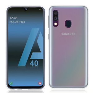 CUSTODIA per SAMSUNG GALAXY A40 (SM-A405) IN GEL TPU SILICONE SLIM COLORE BIANCO SATINATO SEMITRASPARENTE