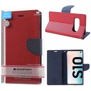 CUSTODIA per SAMSUNG GALAXY S10 (SM-G973) - FLIP ORIZZONTALE CON STAND E INTERNO IN TPU SILICONE COLORE ROSSO ALTA QUALITA'