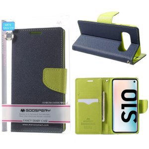 CUSTODIA per SAMSUNG GALAXY S10 (SM-G973) - FLIP ORIZZONTALE CON STAND E INTERNO IN TPU SILICONE COLORE BLU ALTA QUALITA'