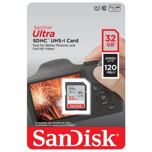 MEMORY CARD SECUR DIGITAL SD 32GB FULL HD CLASSE 10 UHS-1 V10 - TRASFERIMENTO FINO A 120 MB/s SDSDUN4-032G-GN6IN SANDISK