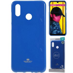 CUSTODIA per HUAWEI P SMART 2019, HONOR 10 LITE IN GEL TPU SILICONE COLORE BLU LUCIDO ALTA QUALITA' MERCURY BLISTER
