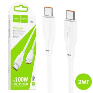 CAVO TYPE-C / TYPE-C CON SUPPORTO FAST CHARGING 100W LUNGHEZZA 2 MT COLORE BIANCO X93 HOCO