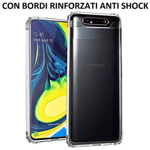 CUSTODIA per SAMSUNG GALAXY A80 (SM-A805), A90 IN GEL TPU SILICONE TRASPARENTE SLIM 0,5mm CON BORDI RINFORZATI ANTI SHOCK