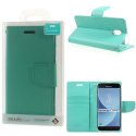 CUSTODIA per SAMSUNG GALAXY J7 (2017) - FLIP ORIZZONTALE SIMILPELLE CON INTERNO IN TPU E STAND VERDE ACQUA BRAVO MERCURY