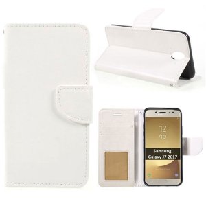 CUSTODIA per SAMSUNG GALAXY J7 (2017) - FLIP ORIZZONTALE SIMILPELLE CON INTERNO IN TPU E CHIUSURA MAGNETICA BIANCO