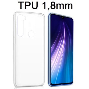 CUSTODIA per XIAOMI REDMI NOTE 8, NOTE 8 (2021) - IN GEL TPU SILICONE 1,8mm TRASPARENTE