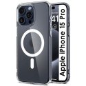 CUSTODIA per APPLE IPHONE 15 PRO (6.1") RIGIDA CON CORNICE IN TPU TRASPARENTE COMPATIBILE CON RICARICA MAGSAFE