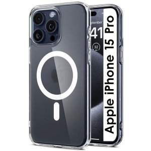 CUSTODIA per APPLE IPHONE 15 PRO (6.1") RIGIDA CON CORNICE IN TPU TRASPARENTE COMPATIBILE CON RICARICA MAGSAFE