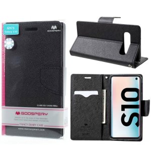 CUSTODIA per SAMSUNG GALAXY S10 (SM-G973) - FLIP ORIZZONTALE CON STAND E INTERNO IN TPU SILICONE COLORE NERO