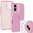 CUSTODIA per APPLE IPHONE 16 (6.1") CON PARTE POSTERIORE RIGIDA, CORNICE IN SILICONE E BORDI RINFORZATI COLORE ROSA TRASLUCIDO