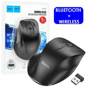 MOUSE WIRELESS 2.4G + BLUETOOTH 5.3 RISOLUZIONE FINO A 1600 DPI CON 6 TASTI E ROTELLINA SCROLL COLORE NERO GM24 HOCO