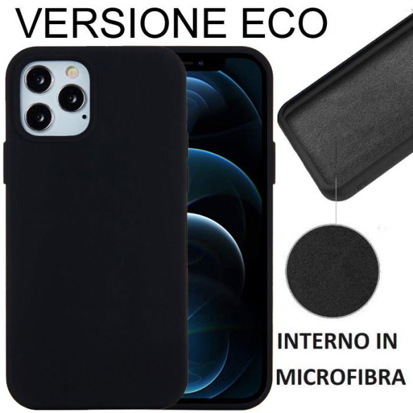 CUSTODIA per APPLE IPHONE 12, IPHONE 12 PRO (6.1") IN GEL TPU SILICONE COLORE NERO EFFETTO SOFT TOUCH E INTERNO IN MICROFIBRA