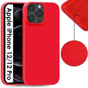 CUSTODIA per APPLE IPHONE 12, IPHONE 12 PRO (6.1") IN GEL TPU SILICONE COLORE ROSSO EFFETTO SOFT TOUCH E INTERNO IN MICROFIBRA
