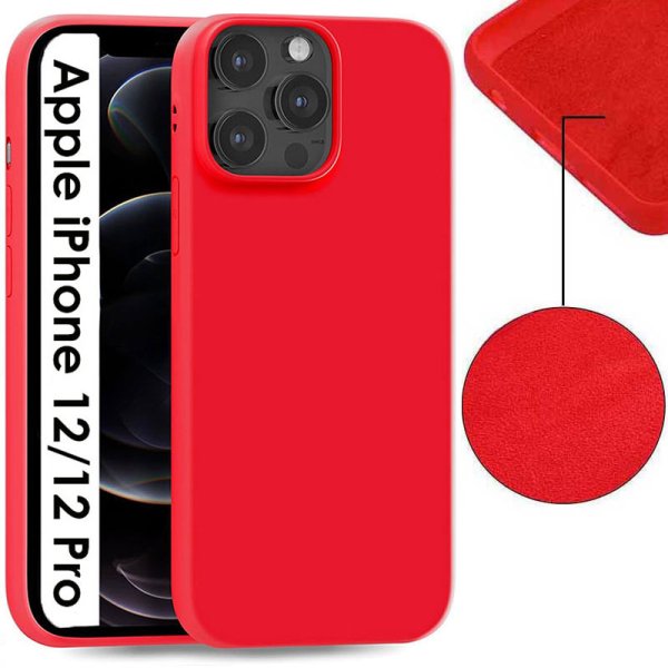 CUSTODIA per APPLE IPHONE 12, IPHONE 12 PRO (6.1") IN GEL TPU SILICONE COLORE ROSSO EFFETTO SOFT TOUCH E INTERNO IN MICROFIBRA