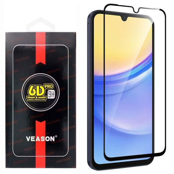 PELLICOLA per SAMSUNG GALAXY A16 (4G/5G) VETRO TEMPERATO 9H FULL FACE E FULL GLUE CON CORNICE COLORE NERO VEASON