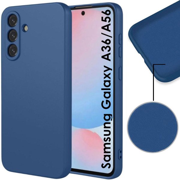 CUSTODIA per SAMSUNG GALAXY A36 (5G), GALAXY A56 (5G) IN SILICONE COLORE BLU CON EFFETTO SOFT TOUCH E INTERNO IN MICROFIBRA