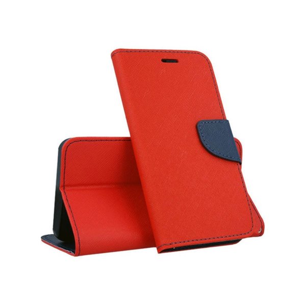 CUSTODIA per SAMSUNG GALAXY S24 (SM-S921) - FLIP ORIZZONTALE CON STAND, INTERNO IN TPU E TASCHE PORTA CARTE COLORE ROSSO