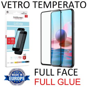 PELLICOLA per XIAOMI REDMI NOTE 10 (4G), NOTE 10s - VETRO TEMPERATO FULL FACE 9H-FULL GLUE CORNICE NERA MYSCREEN LITE