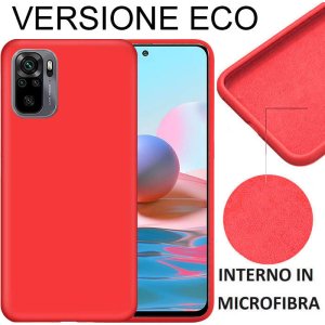 CUSTODIA per XIAOMI REDMI NOTE 10 (4G), 10s SILICONE CON EFFETTO SOFT TOUCH ED INTERNO IN MICROFIBRA COLORE ROSSO