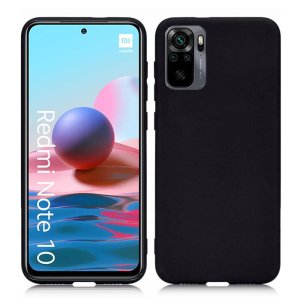 CUSTODIA per XIAOMI REDMI NOTE 10 (4G), NOTE 10s IN GEL TPU SILICONE SLIM COLORE NERO SATINATO