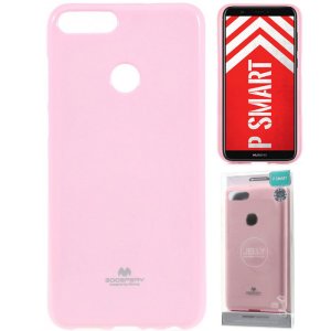 CUSTODIA per HUAWEI P SMART, ENJOY 7S IN GEL TPU SILICONE COLORE ROSA LUCIDO ALTA QUALITA' MERCURY BLISTER