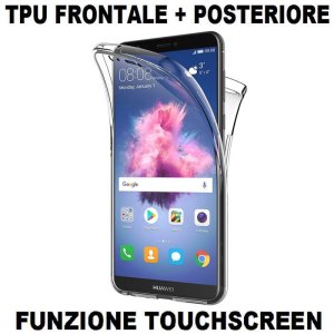 CUSTODIA per HUAWEI P SMART, ENJOY 7S IN GEL TPU SILICONE FRONTALE + POSTERIORE ULTRA SLIM 0,3mm TRASPARENTE