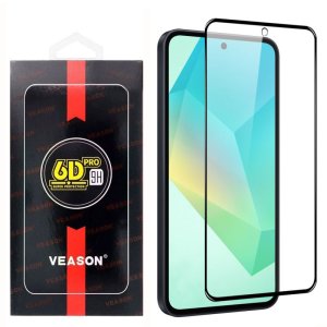 PELLICOLA per SAMSUNG GALAXY A36, GALAXY A56 VETRO TEMPERATO 9H FULL FACE E FULL GLUE CON CORNICE COLORE NERO VEASON