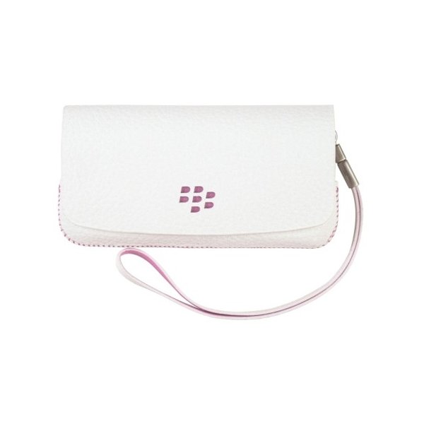 CUSTODIA IN PELLE ORIGINALE BLACKBERRY ASY-29559-002 CON SPECCHIO INTERNO per PEARL 3G 9100, 9105 COLORE BIANCO E ROSA BLISTER