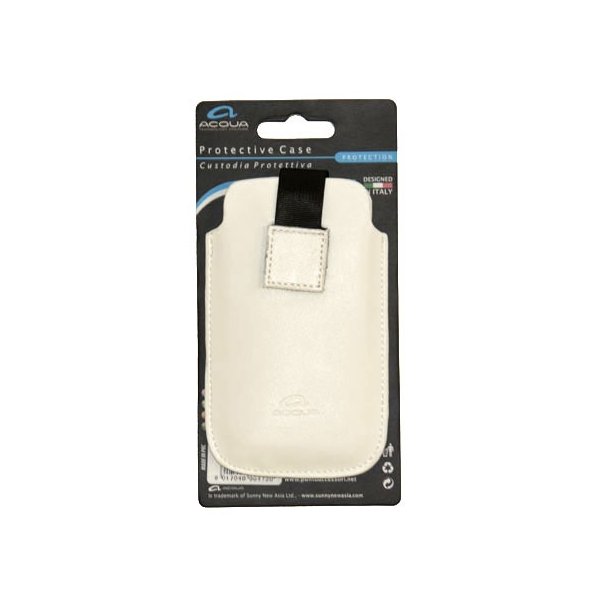 CUSTODIA SACCHETTO IN PELLE per APPLE IPHONE 3G, 3GS, 4, 4S COLORE BIANCO SERIE CITY MARCHIO ACQUA