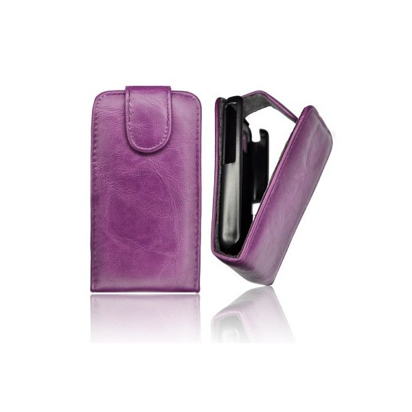 CUSTODIA VERTICALE FLIP PELLE SAMSUNG I8350 Omnia W COLORE VIOLA