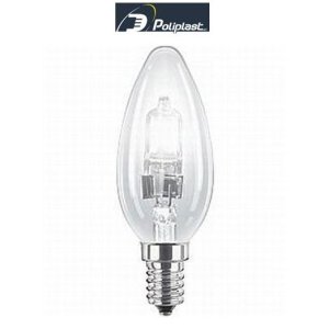 LAMPADINA ALOGENA CANDELA 42W ATTACCO PICCOLO E14 SVILUPPA 55W POLIPLAST
