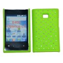 CUSTODIA RIGIDA GOMMATA CON BRILLANTINI per LG E400 Optimus L3 COLORE VERDE